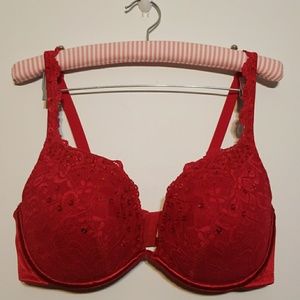 40C red lace sparkle push up bra Cacique